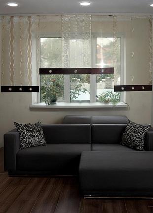 Комплект панельных занавесок firanka plants 5шт карниз 250см бежевый с шоколадным (24_3п)