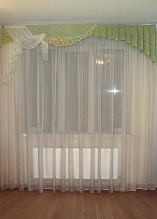 Жесткий ламбрекен firanka смайл 250см бирюзовый с салатовым (26ж)