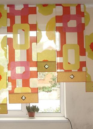 Комплект панельных занавесок firanka abstract 5шт карниз 160см салатовый с оранжевым (15па)