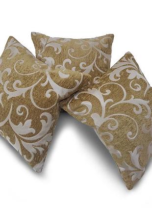 Комплект декоративних подушок firanka venzel 33х33см 3шт пісочні (п_0192)