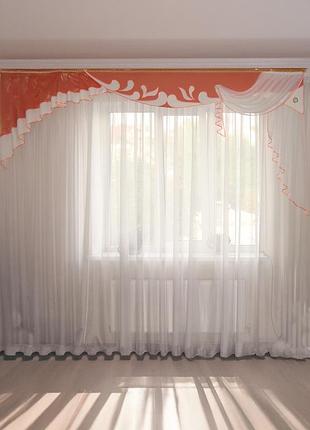 Жорсткий ламбрекен firanka вензель 3м персиковий (6_2ж)