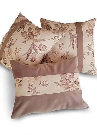 Комплект декоративных подушек розы firanka 33х33см 2шт 33х25см 1шт бежевые (п_0197)