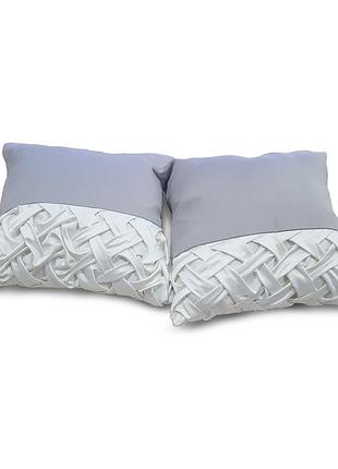 Комплект декоративних подушок firanka hand made 34х32см 2шт сірі (п_0352)