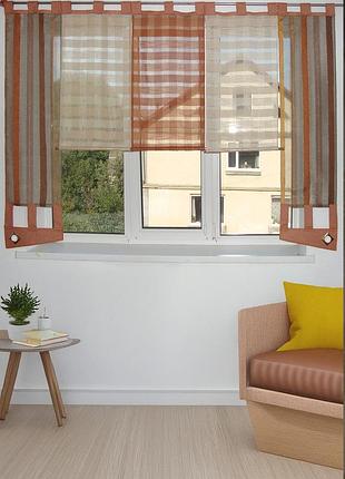 Комплект панельных занавесок на петлях firanka line батист 5шт карниз 200с терракотовый с бежевым (70_1п)