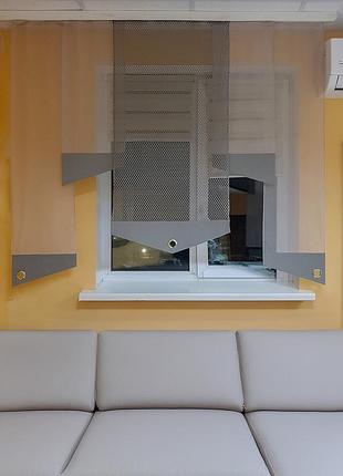 Комплект панельных занавесок firanka креша 5шт карниз 200см серый с молочным (10_6п)