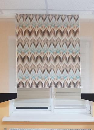 Комплект панельных занавесок firanka зигзаг 3шт карниз 150см коричневый с голубым (14_5п)