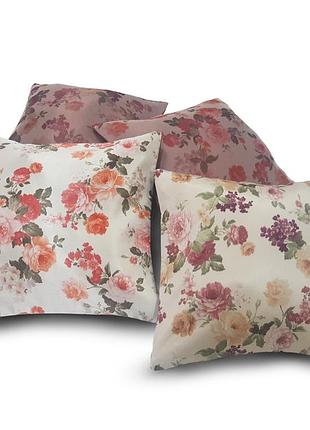 Комплект подушек двусторонние цветы color, 4шт 30х30см