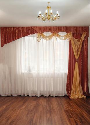 Ламбрекен ламбрекен с шторой firanka combi 350см терракотовый (142_1ж)