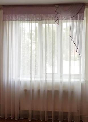 Ламбрекен из розовых нитей, 2м