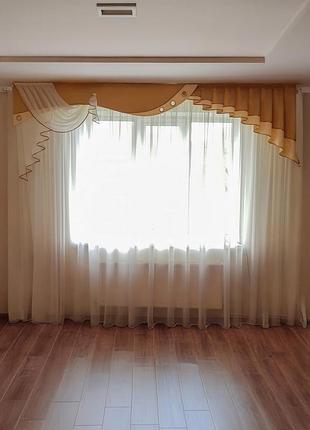 Жесткий ламбрекен firanka стайл 3м светло коричневый (4_9ж)