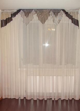 Ламбрекен firanka уголки карниз 200см серебристый с черным и белым (1_5у)