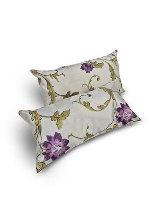 Комплект декоративних подушок firanka flowers 2шт 45х24см молочний з фіолетовим (п_0786)