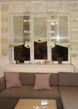 Комплект панельных занавесок firanka line 7шт карниз 200см салатовый с бежевым (10_3п)