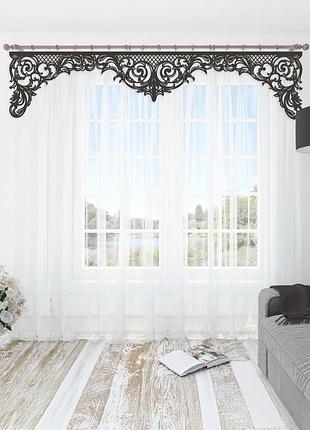 Ажурный жесткий ламбрекен firanka ажур 3м венге (142_4л_м_048)