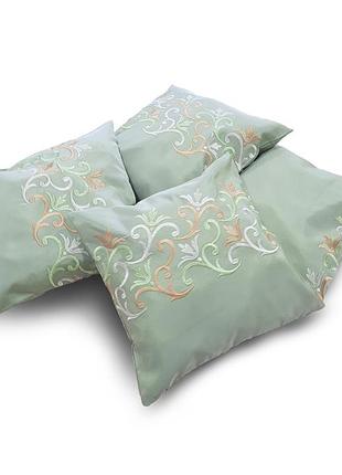 Комплект декоративных подушек firanka venzel 33х33см 2шт 35х35см 1шт 30х30см 1шт оливковые (п_0398_1)