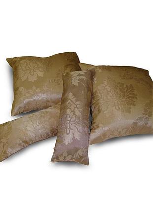 Комплект декоративних подушок firanka damask 40х40см 2шт 40х15см 2шт бежеві із золотистим (п_0498)