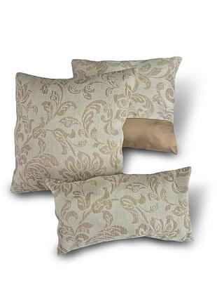 Комплект декоративных подушек firanka вензель двусторонние 3шт бежевый с молочным