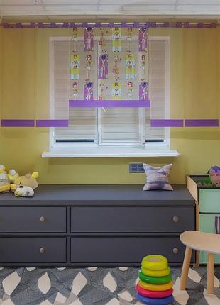 Комплект панельных занавесок в детскую комнату девочки firanka sun 6шт карниз 250см фиолетовые (70_3п)