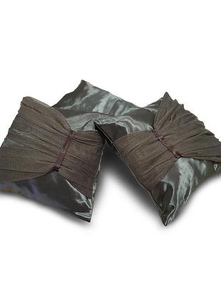 Комплект декоративних подушок firanka hand made з бантом 40х40см 2шт 40х26см 1шт шоколадні (п_0469)