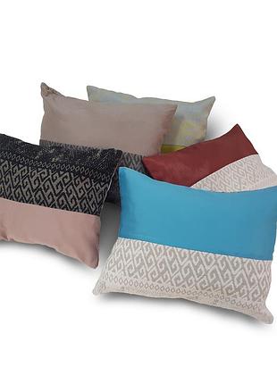 Комплект декоративных подушек firanka meandr 38х28см 2шт 32х28см 1шт 37х32см 1шт 37х29см 1шт цветные (п_0656)