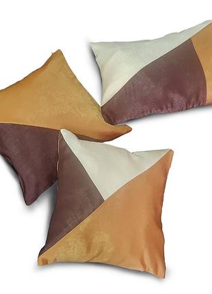 Комплект декоративных подушек firanka simple 30х30см 2шт 40х25см 1шт коричневый молочный шоколадный (п_0062)