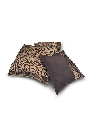 Комплект декоративных подушек firanka damask 3шт, коричневый с молочным и золотистым (п_0789)