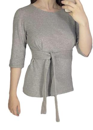 Кофта сіра на поясі жіночі з вкороченим рукавом нова