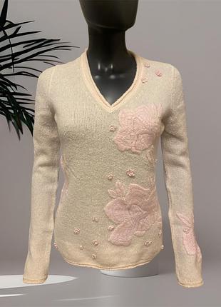 Escada sport светр вовна з вишивкою рожевий