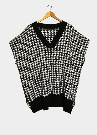 Вязаный жилет оверсайз в принт гусиная лапка 22 размер