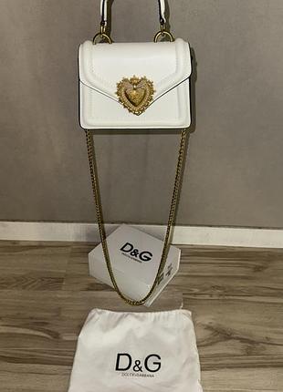Жіноча сумка dolce&gabbana small smooth calfskin devotion bag white premium