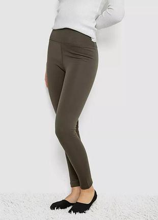 Зелені лосини на флісі теплі лосини хакі зелені лосини хакі