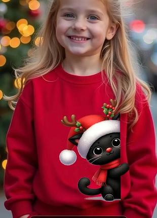 Новогодний свитшот кофта свитер для девочки на новый год Раздвоенно Николая новогоднее утро подарок на флисе