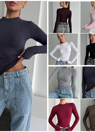 🦋 лонгслив женский с вырезами для пальцев из вискозы. новинка, базовый