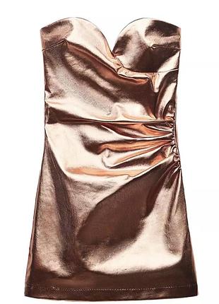 Платье мини, блестящее, zara, размер l.