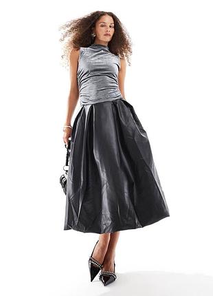 Оксамитова сукня комбінована еко шкірою amylyn