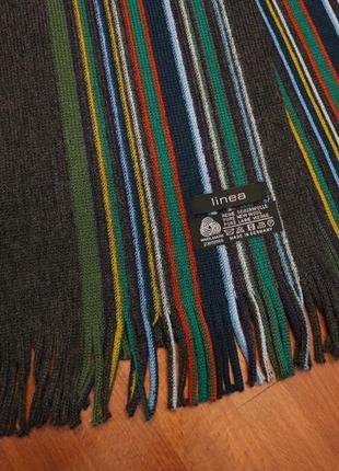 Шерстяной шарф темно-серого цвета с цветными полосками от linea (германия)4 фото