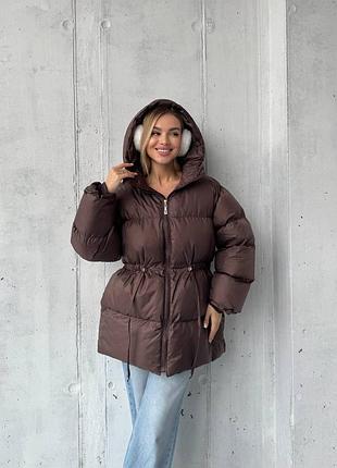 Женский теплый пуфер в цветах