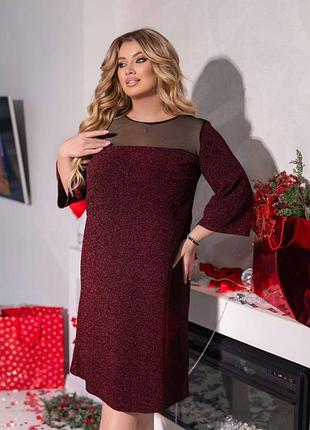 Платье с люрексом. цвета: золото, черный, бордо, зеленый. размеры: 50–52, 54-56, 58-60, 62-64