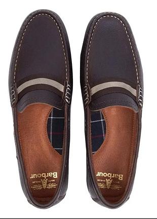 Туфли мокасины мужские натуральная кожа темно коричневые британский бренд barbour