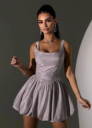Блестящее люрексовое корсетное платье мини на шнуровке розовое, вечернее короткое платье с корсетом на новый год, фотосессия, вечеринку