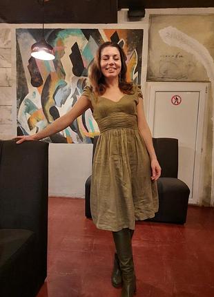 Нарядное винтажное платье в стиле 50-х пин-ап пинап ретро 100% хлопок тонкий батист с золотой нитью приталенное юбка клеш миди laura for topshop