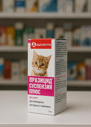Празицид суспензия плюс для котят, 5мл