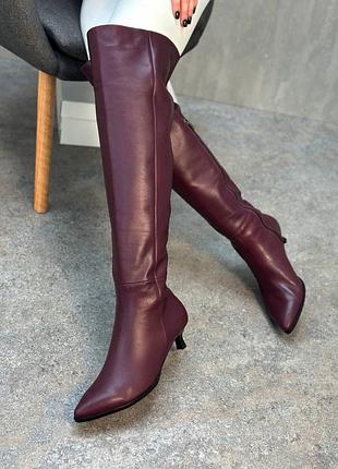 Жіночі ботфорти із натуральної шкіри на шпильці victoria 55