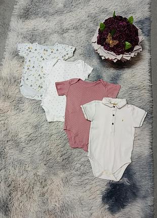 Набор боди бодиков с коротким рукавом девочке на 12-18 мес.