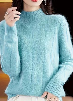 Шикарный, теплый свитер, джемпер,  р.xxl, наш 48-54, светло-голубой