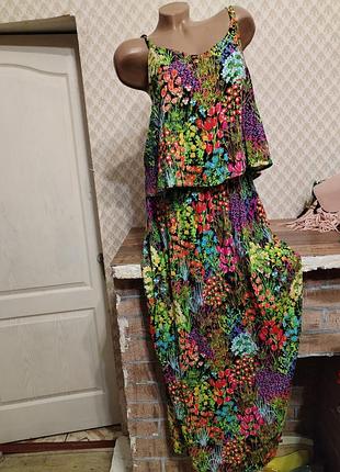 Платье сарафан в цветочный принт вискозный