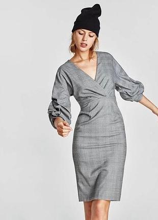 Платье миди zara с объемными рукавами