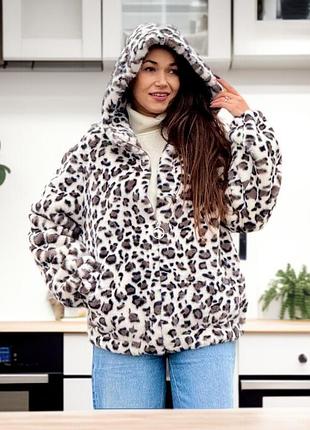 Женская шуба из искусственного меха "леопард" (4010)