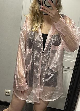 Сорочка/прозора сорочка/фатінова сорочка/рубашка/прозрачная рубашка/жіноча сорочка/літня сорочка/рубашка на лето/рубашка с органзы/сорочка з органзи/