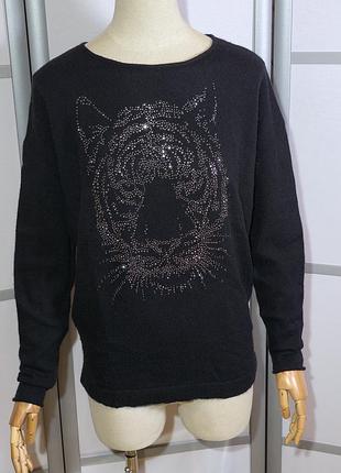 Maria carla zurich черный свитер с принтом из камушек кашемир шерсть мериноса